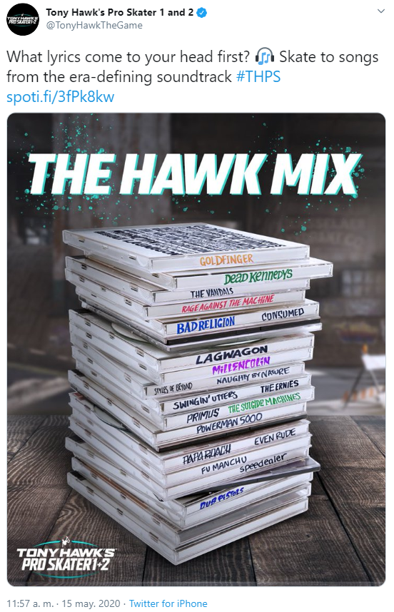 Revelan soundtrack de Tony Hawk's Pro Skater 1 y 2